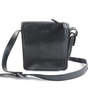 Roots Leather Crossbody Bag Black Square Silver Hardware Everyday